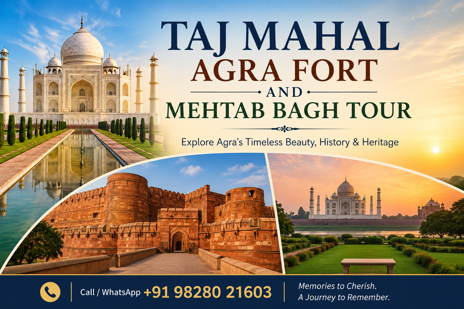 Taj Mahal Agra Fort and Mehtab Bagh Tour